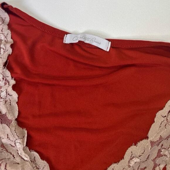 Y2K Vintage Charlotte Russe Deep Plunge Lace Blouse - Picture 6 of 8